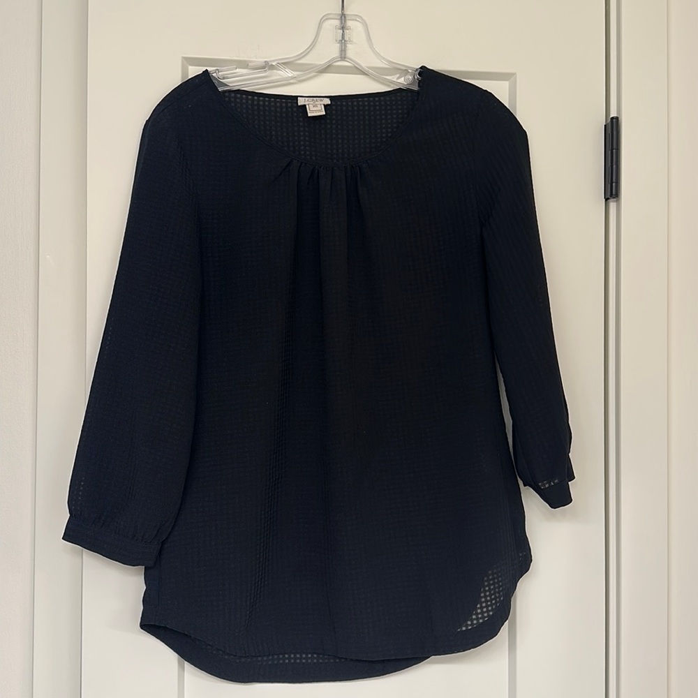 J Crew Checked Blouse - size xs - black